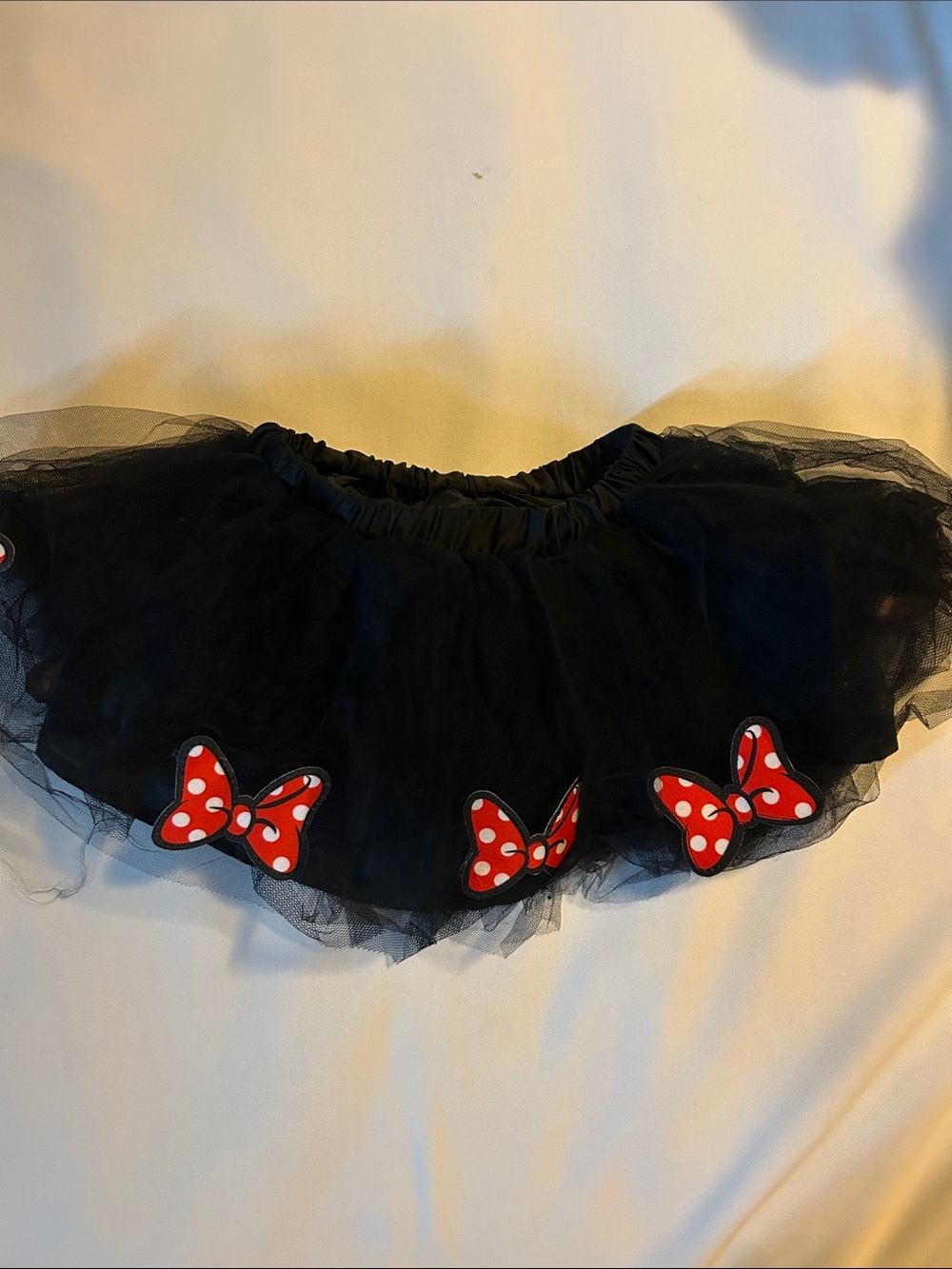 Disney Black Tulle Mini Skirt with Red Polka Dot Bows, 3T